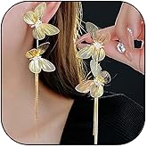 Long Gold Butterfly Dangle Earrings for Women Silver Butterfly Tassel Earrings Fashion Insect Jewelry for Women ﻿