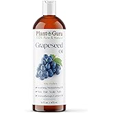 Plant Guru Grapeseed Oil 16 fl. oz. Cold Pressed 100% Pure Natural Carrier For Skin, Body, Face, and Hair Growth Moisturizer. Great For Creams, Lotions, Lip balm and Soap Making.