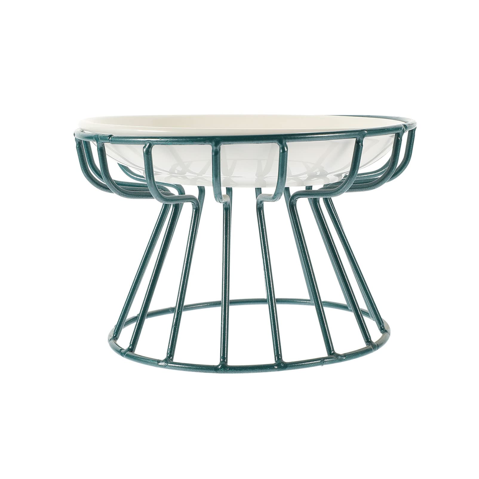 Ceramic Cat Bowl- Elevated Cat Bowl with Metal Stand Raised Ceramic Dog Feeding Cups Water Bowl Cat Dish Plate for Cat Dog Puppy Green Cat Bowls
