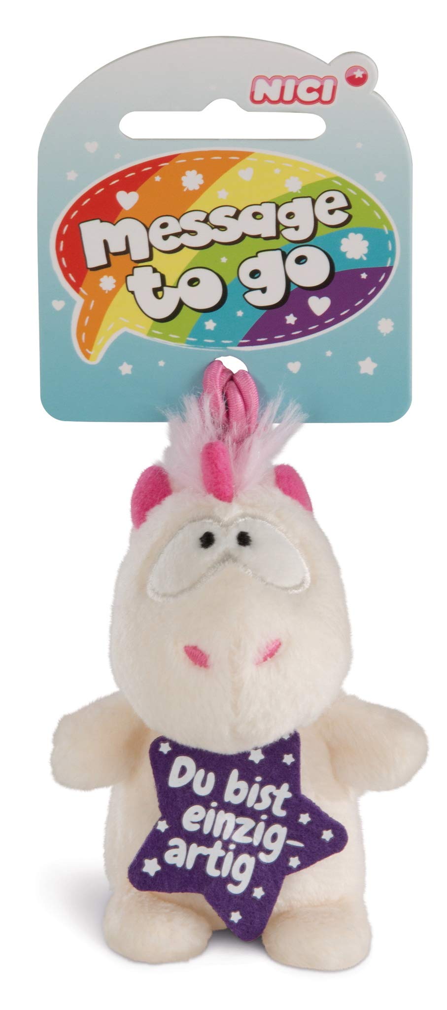 NICI 42721 Pendant Unicorn Theodor Du bist Unique, 8 cm, White/Pink