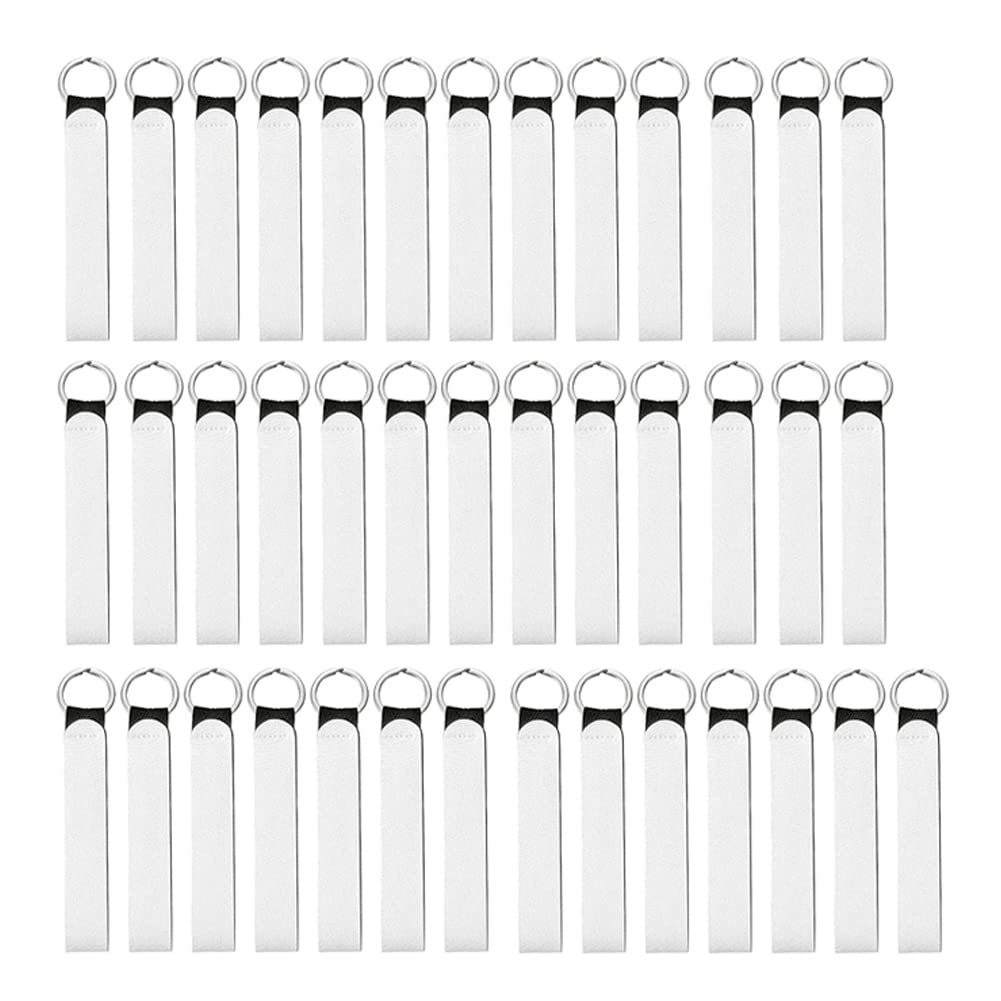 Nvanvmm 40 Pcs Sublimation Keychain Blanks Neoprene Wristlet Keychain Holder Blank Keychain
