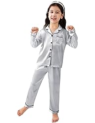 SWOMOG Kid Girls Boys Silk Satin Pajamas Set