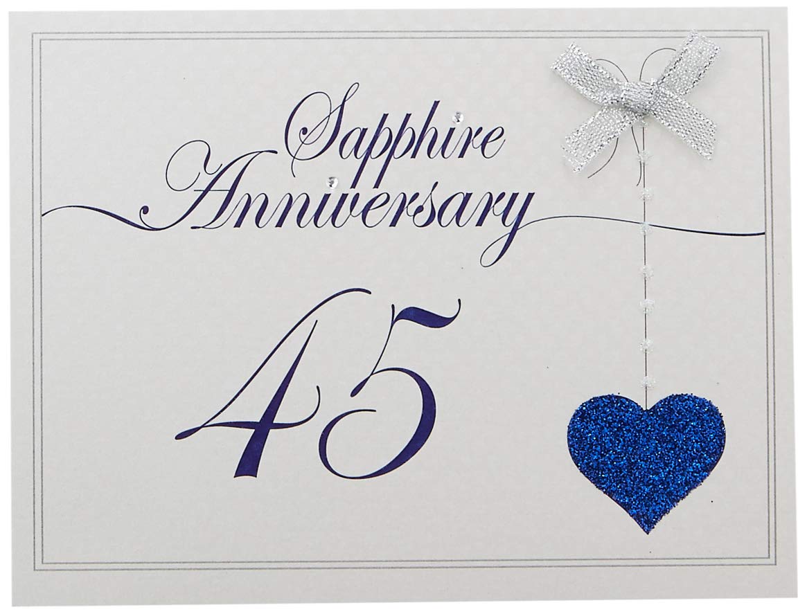 White Cotton Cards 45th Anniversary Sparkling Love Heart, Card & Memory Book (LLA45C)