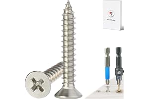 EASEKINDER Wood Screws - 120PCS Flat Head Phillips Screws, 304 Stainless Steel Screw with Adjustable Wood Countersink Kit (#6 x 1)