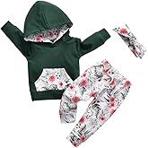 Eghunooy Baby Girl Clothes Long Sleeve Floral Hoodie Sweatshirt Pants with Pocket Headband Outfit Sets