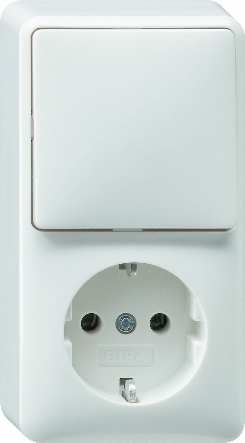 Gira Combination 017613 Change + Schuko AP Pure White, White