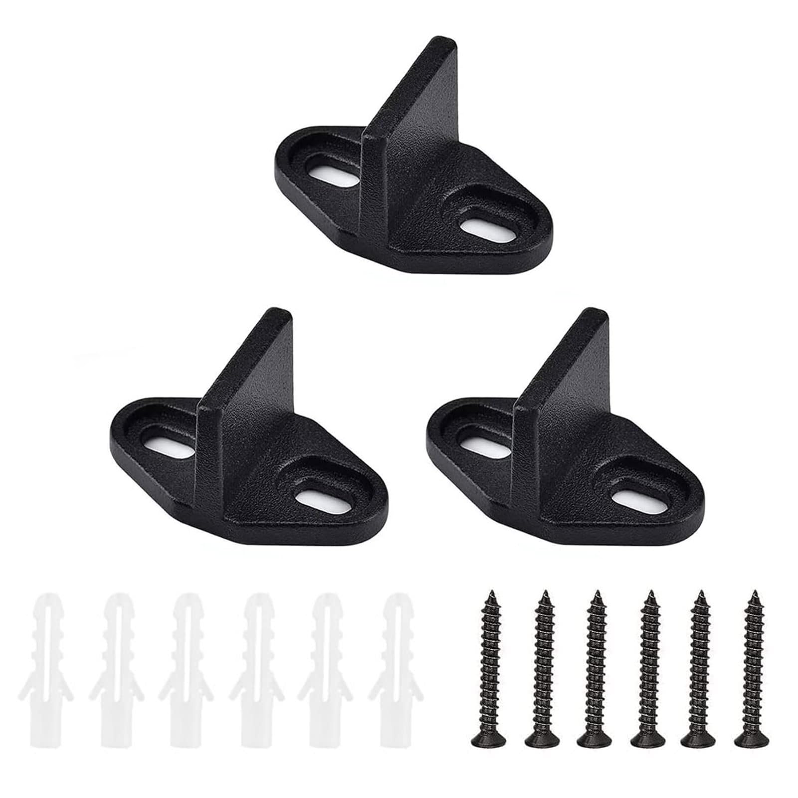 3 Pcs Barn Door Floor Guide with Screws – Adjustable Sliding Door Bottom Track for Wood Doors, Black Plastic Guide Rails