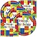 Colorful Building Blocks Birthday Party Plates and Napkins (Serves 16)