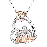 LES OSEWA Mother and 1/2/3 Daughters/Son Necklace 925 Sterling Silver Father Daughter Grandma Necklace 2/3 Sisters Gifts Mother's Day Jewelry for Women