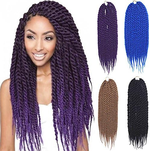 KlemmerLover 6Packs 18inch Faux Locs Crochet Twist Braids Synthetic Senegalese Twist Crotchet Braids Kanekalon Fiber Braiding Hair Pre Afro Kinky Braiding Hair (Light Brown)