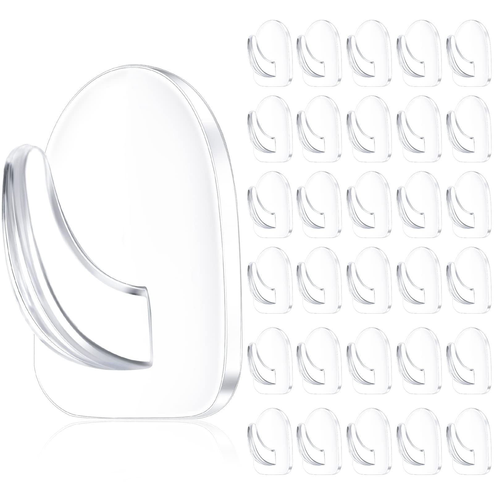Photo 1 of Queekay 30 Pieces Clear Adhesive Wall Hooks for Hanging, Transparent Reusable Seamless Hooks Small Acrylic Sticky Hangers with Non Marking Sticker for Kitchen Bathroom Bedroom Office