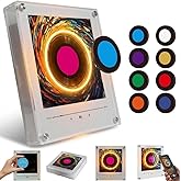 Retro Music Refrigerator Magnets with NFC Programmable Player Set, 9 Pcs Vintage Vinyl Record Refrigerator Magnets, 128MB Mini Jukebox with LED Light, Singing Fridge Magnet Audio Gifts (Rotation)