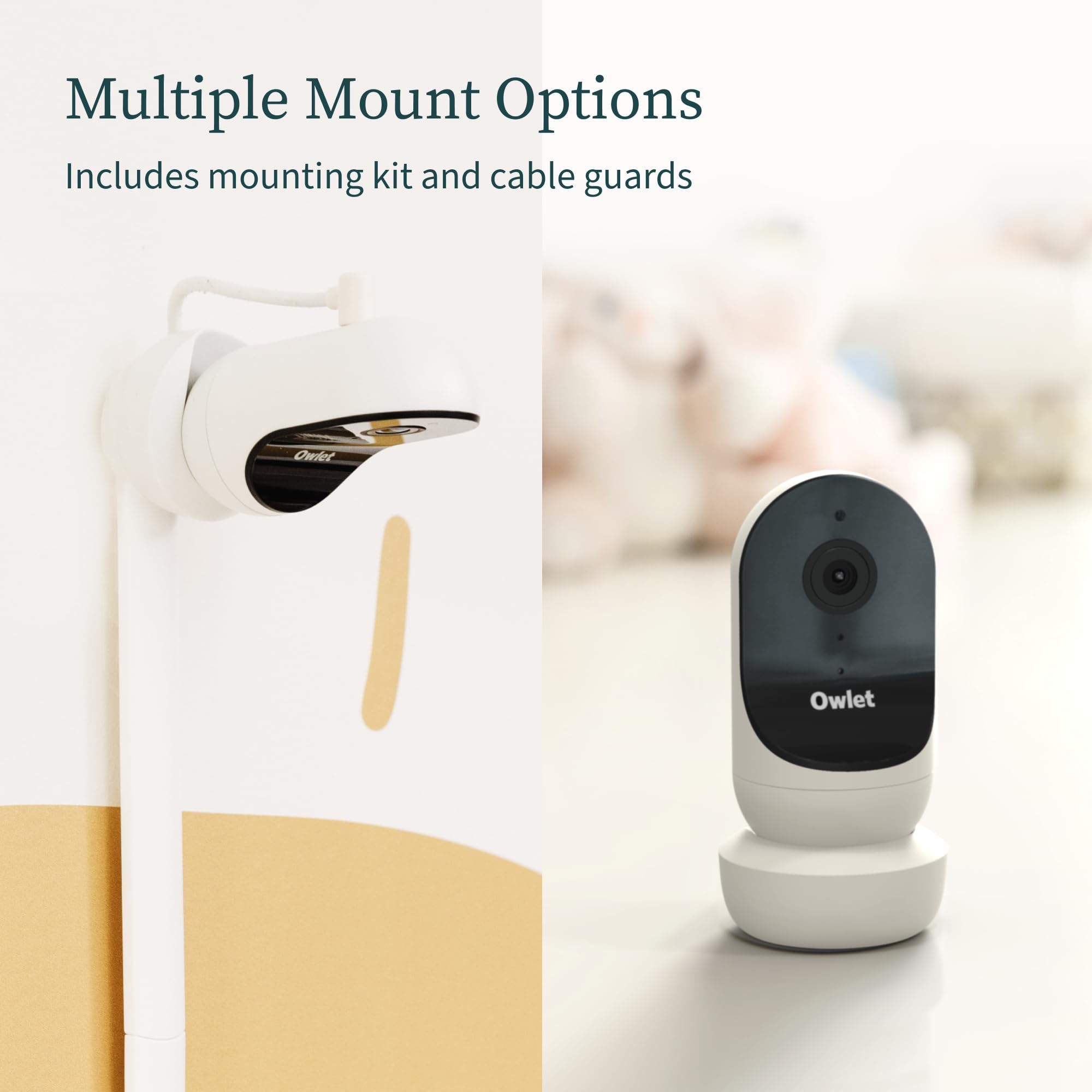 Owlet Cam Smart Video Baby Monitor with Video Camera and Audio - Secure WiFi, 1080p Night Vision, Customize Cry, Sound and Motion Alerts, 2-Way Audio, Mounting kit