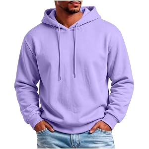 Mens Pullover Hoodie Winter Fleece Long Sleeve Casual Basic | Fleece lined pullover hoodie with adjustable drawstring. Cozy a
