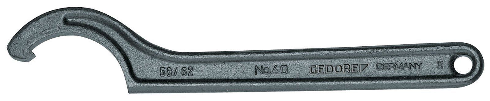 GEDORE Hook spanner with lug, for Slotted nuts, AF 40-42 mm, Tip dia. 5 mm, Ratchet spanner, 40 40-42