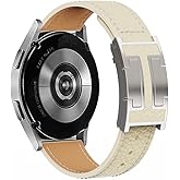 Leather Magnetic Strap Compatible with Galaxy Samsung Watch 7 6 5 4 FE 40mm 44mm, Watch 6/4 Classic 42mm 46mm, 5 Pro 45mm, Slim 20mm Top Grain Leather Band for Women