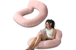 INSEN Reading Pillow, Back Pillow for Sitting in Bed for Reading, Nurse & Relax, Reading Pillow for Adults, Moms & Kids, Sit Up Pillow for Bed (Cooling Cotton-Apricot, Basic)