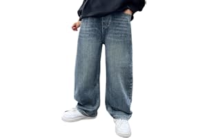 Boys Baggy Jeans Kids Loose Fit Casual High Waist Joggers Denim Pants Fashion Vintage Pants with Pockets 4-14 Years