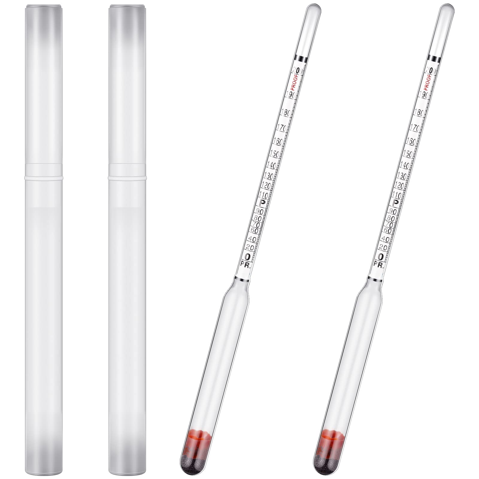 Photo 1 of Kanayu 2 Pcs Hydrometer Alcohol 0-200 Proof and 0-100 Tralle Alcohol Proof Percentage Tester for Moonshine Still Liquor Alcoholic Hydrometer Measuring Device for Wine Making Distilling Brewing Wine