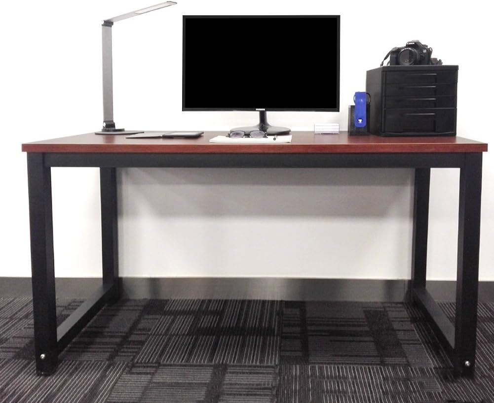 Modern Simple Style Computer Desk PC Laptop Study Table Office Desk Workstation for Home Office, Teak +Black Leg 47 inch (47x23.6", Teak +Black Leg)