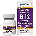Superior Source No Shot Vitamin B-12 Cyanocobalamin 1000 mcg, B-6, Folic Acid 400 mcg - Support Brain & Heart Health - Aids Natural Energy Levels - 60 Sublingual Dissolving Tablets