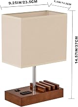 Briever Walnut USB Bedside Table Lamp with 3 USB Ports and Dock view 4