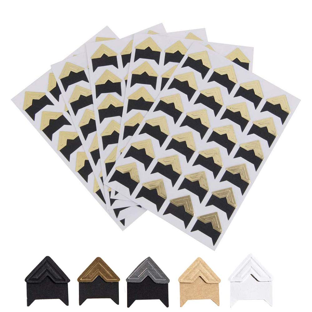 Yesallwas Photo Corners Gold Self Adhesive 10 Sheets (240 Pieces) Photo Mounting Corners Stickers for Scrapbooking Photo Albums (Gold)