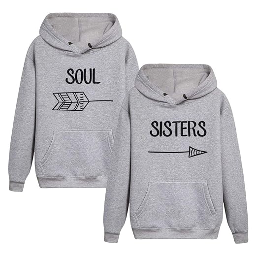 Best Friends Hoodies Für 2 Mädchen Sister Pullover mit Kapuze Freunde BFF Sweatshirt Pullis Teenager Geschenk 2 Stücke