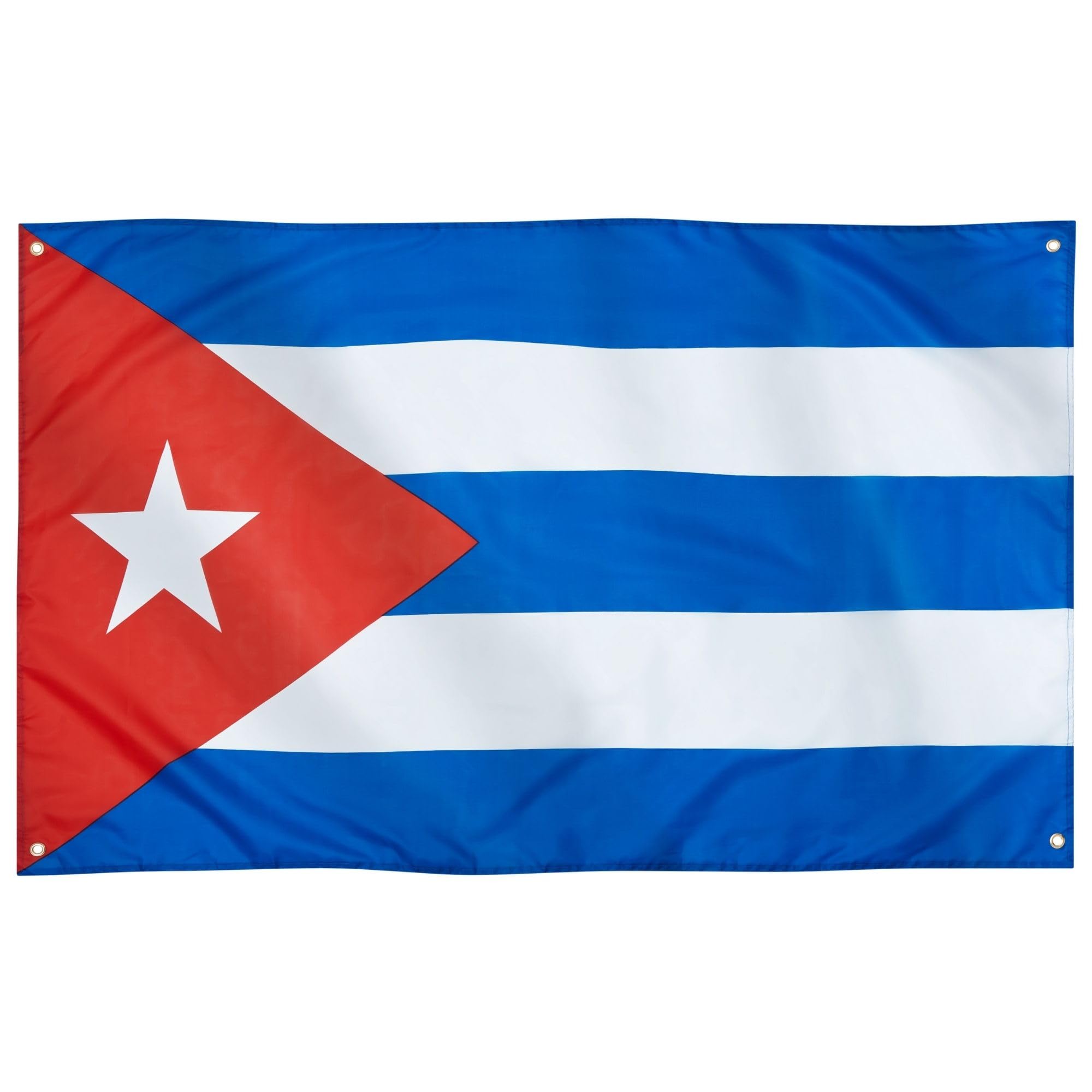 Runesol Flag of Cuba, 91x52cm, 3ft x 5ft, 4 Rings, Carnation in each corner, Cuban Flag, Estrella Solitaria, Lone Star Flags, Victory Day, Triumph of the Revolution, Exterior — image 1