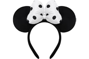 ODOCARE Handmade Mouse Ears Headband for Women and Ladies, Polka Dot Bow Minnie Ears Costume Accessories