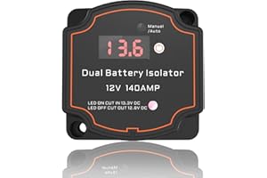 Battery Disconnector, 12V Kit, 140Amp Split Charge Relay with 3M Cable Set, Automatic Dual Battery Isolating Relay for Marine