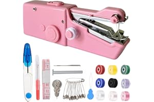 SRYNRIWIM Handheld Sewing Machine for Beginners,Mini Sewing Machine for Adults Quick Stitching with Sewing Kits Suitable for Home,Travel,DIY (Pink)
