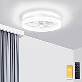 VOLISUN Low Profile Ceiling Fans with Lights and Remote, 19.7in Fandelier Ceiling Fan Flush Mount, 3000K-6500K Smart Bladeles