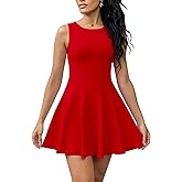 BORIFLORS Women's Boat Neck A-Line Flowy Ruffle Hem Mini Dress Casual Sleeveless Party Short Dresses