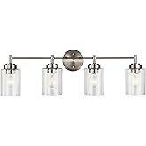 Kichler Winslow 30" Vanity Light in Brushed Nickel, 4-Light Transitional Bathroom Light with Clear Seeded Glass. (30" W x 9.2