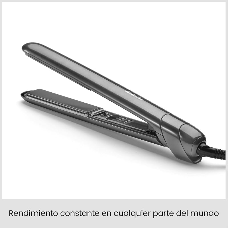 Titanium Shine Plancha de Pelo - Tecnología de Deslizamiento Suave en Titanio-Cerámica, 5 Niveles de Calor 150–230°C, Uso Mundial, Plata, ST260E