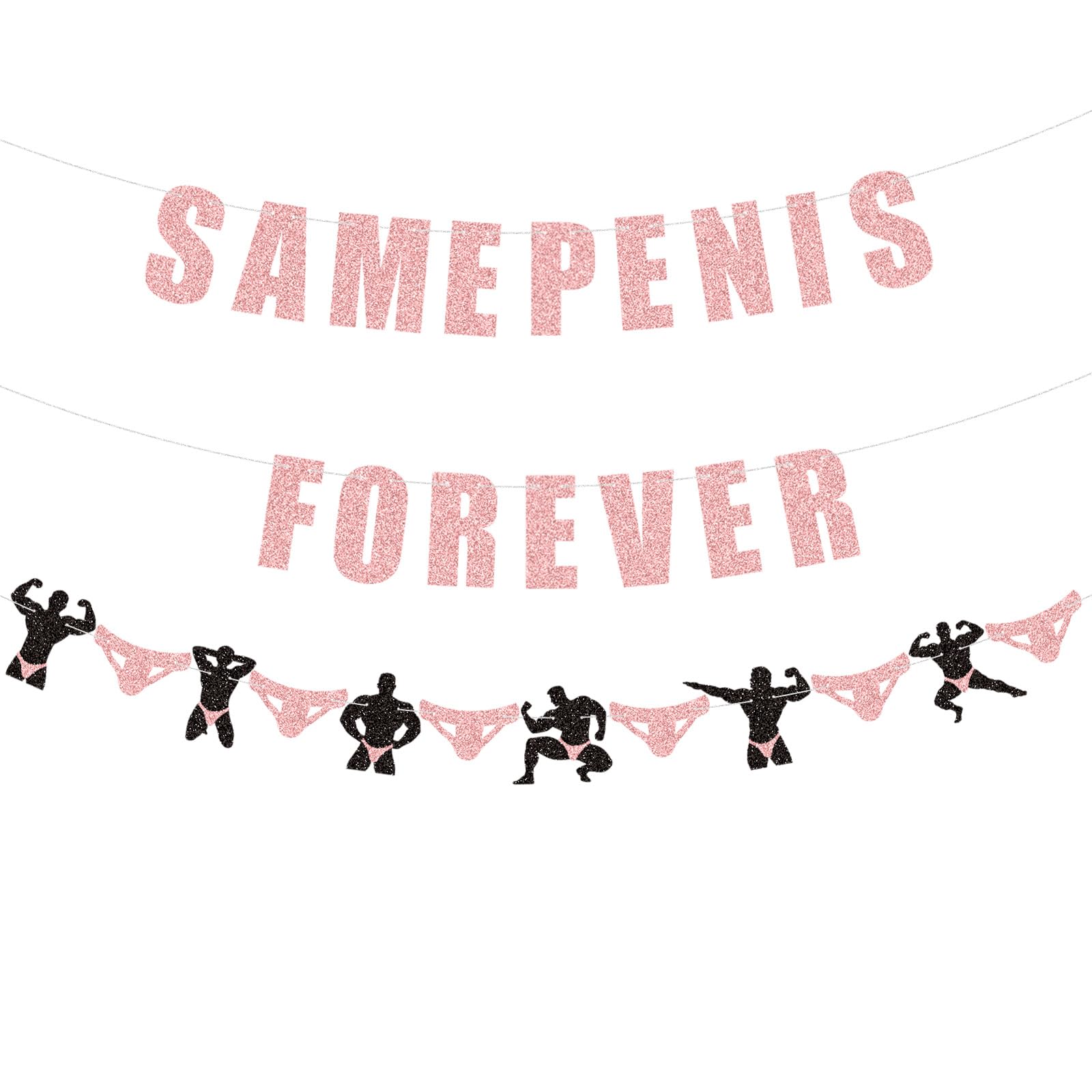 Photo 1 of Funny Glitter Bachelorette Banner Decorations, Adult Bridal Shower Garland Photo Prop for Girls Night, Hen Party, or Naughty Wedding Celebration