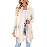 Uvog Women's Draped Front Open Cardigan Casual Long Sleeve Lightweight Cardigans Sweaters Duster