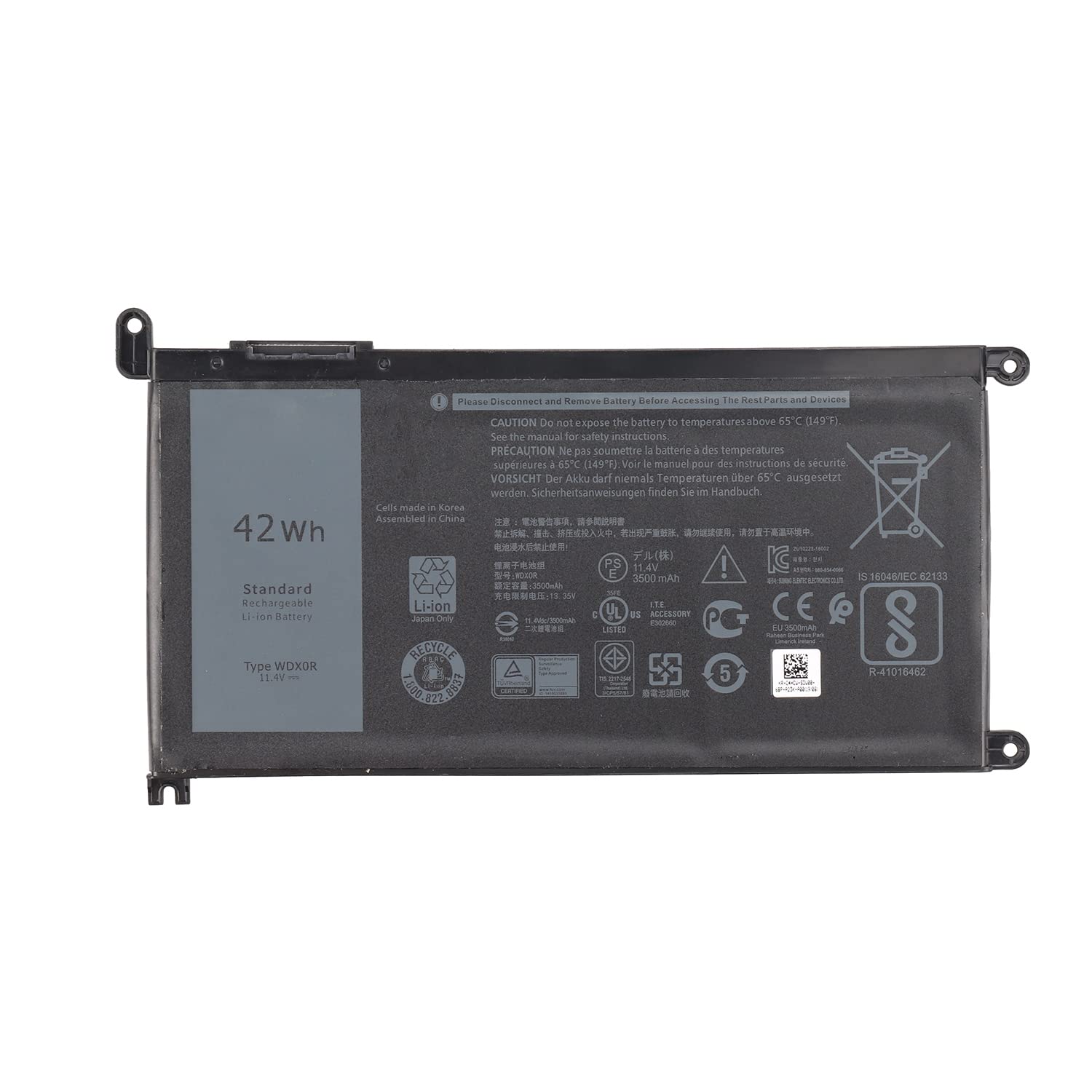 7XINbox 11.4V 42Wh WDX0R WDXOR 3CRH3 T2JX4 FC92N CYMGM Replacemnt Laptop Battery for Dell Inspiron 15 5565 5567 5568 5578 7560 7570 7579 7569 P58F,13 5368 5378 7368 7378 17 5765 5767 14-7460