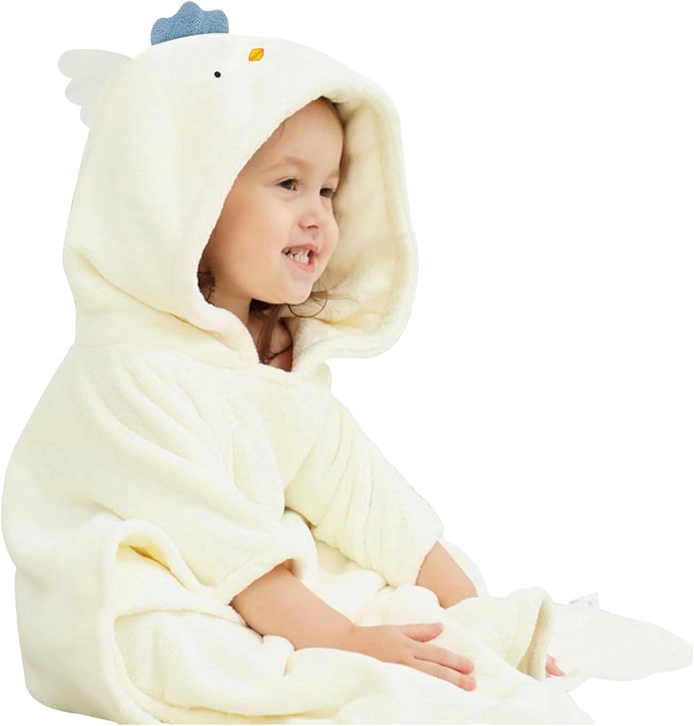 Bebamour Baby Hooded Towel 25x25 White Chicken 0-6 Years