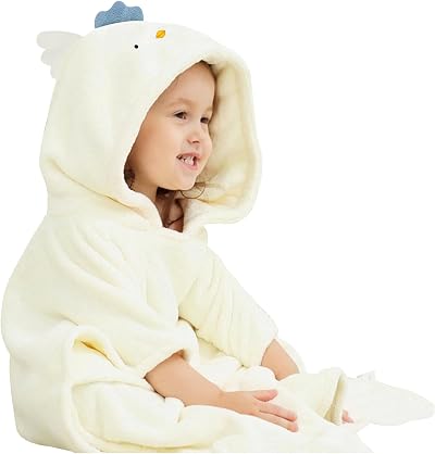 Bebamour Baby Hooded Towel 25x25 White Chicken 0-6 Years