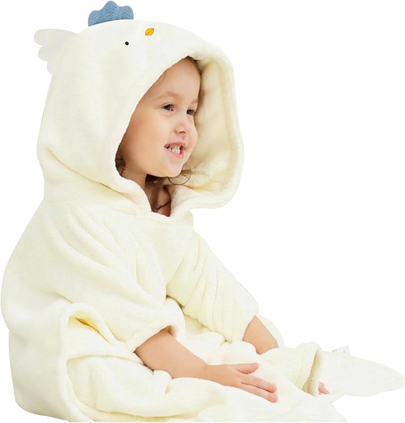 Bebamour Baby Hooded Towel 25x25 White Chicken 0-6 Years