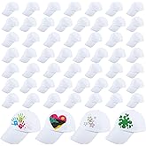 SGBETTER 56 Pack Adult Baseball Caps Bulk DIY White Sport Ball Hat Adjustable Blank Baseball Cap for Men Women Fishing Travel Sport Outdoor