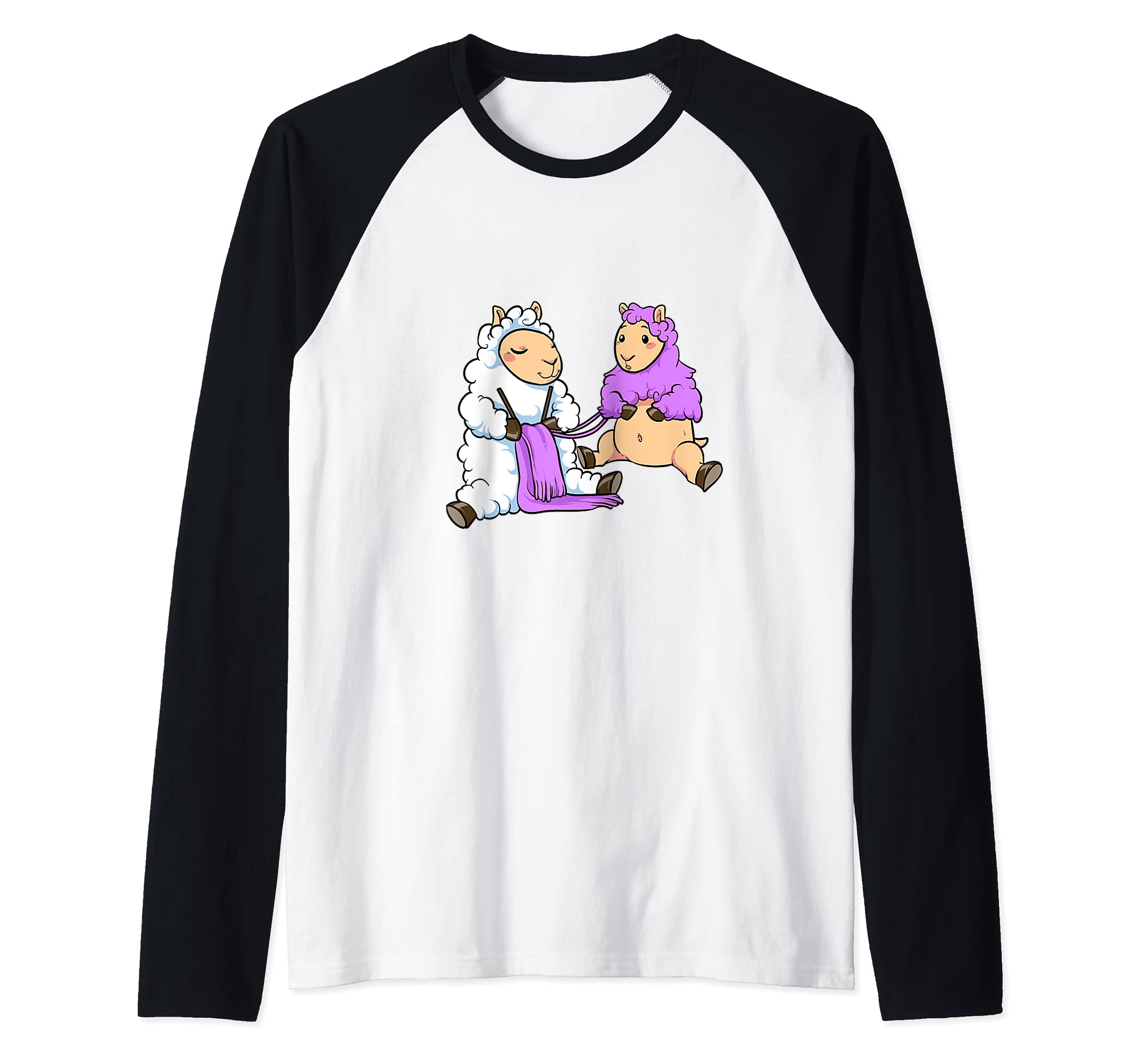 Funny Llama Alpaca Knit Sheep Wool Knitting Lama Guanaco Sew Raglan Baseball Tee