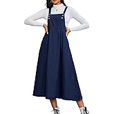 Milumia Women's Casual Denim Overall Dress Sleeveless Flowy Baggy Long Jean Jumper Dresses
