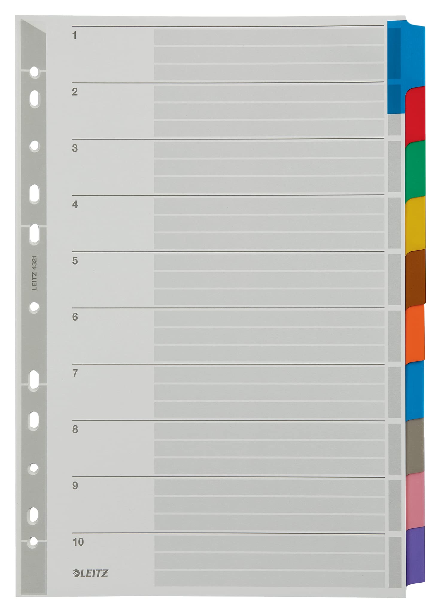 Leitz – 43210000 Divider File Dividers (Tab Blank Index Card, Colour, Portrait, A4, 160 g/m²)
