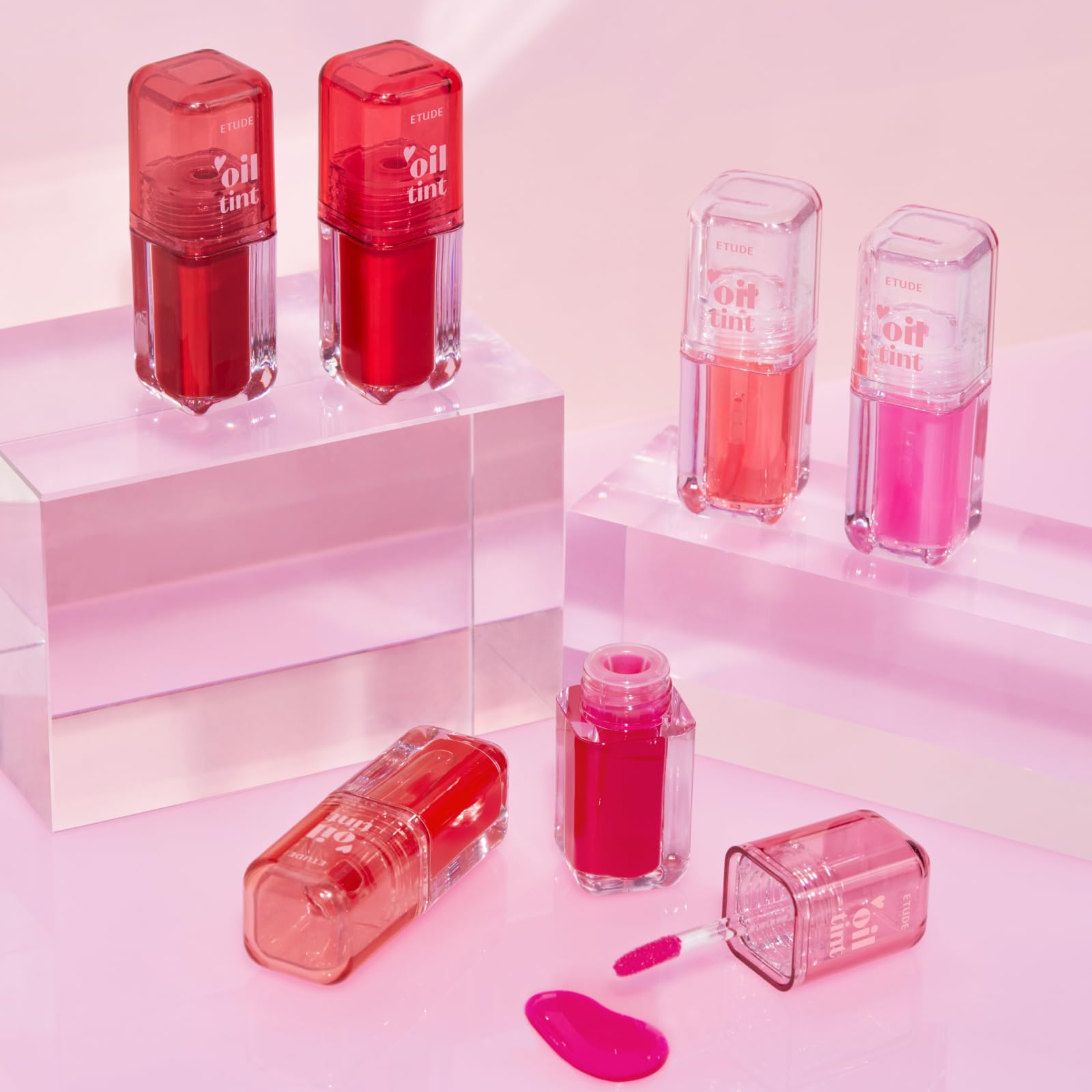 ETUDE Dear Darling Oil Tint #2 Plum Berry 4.2g | High Moisturizing and Strong Hydrating Lip Oil/Lip Gloss | Smooth and Moist Lips | Non-Sticky Lip Oil Tint For Dry Lips | K-beauty