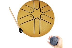 YAIOUTIY Rain Drum for Outside - 3 Inches 7 Notes Steel Tongue Drum, Mini Hand Drum for Outdoor, Drum Rain Chime Waterproof, Rain Drum for Garden Instrument (Gold)