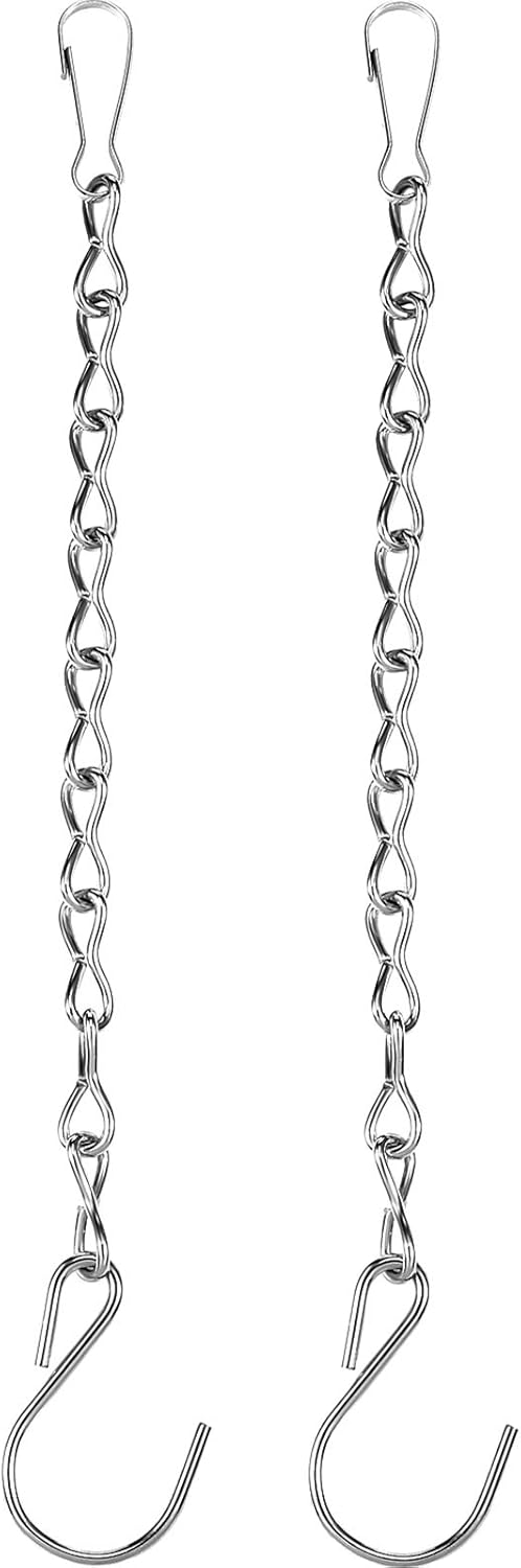 Outdoor Hanging Brackets - 2 Pack Hanging Chain for Bird Feeders, Planters, Lanterns and Ornaments (9.5 Inch, Silver)