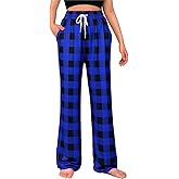 Womens Pajama Pants Comfy Plaid Lounge Pants Casual Stretch Sleepwear Bottoms with Pockets